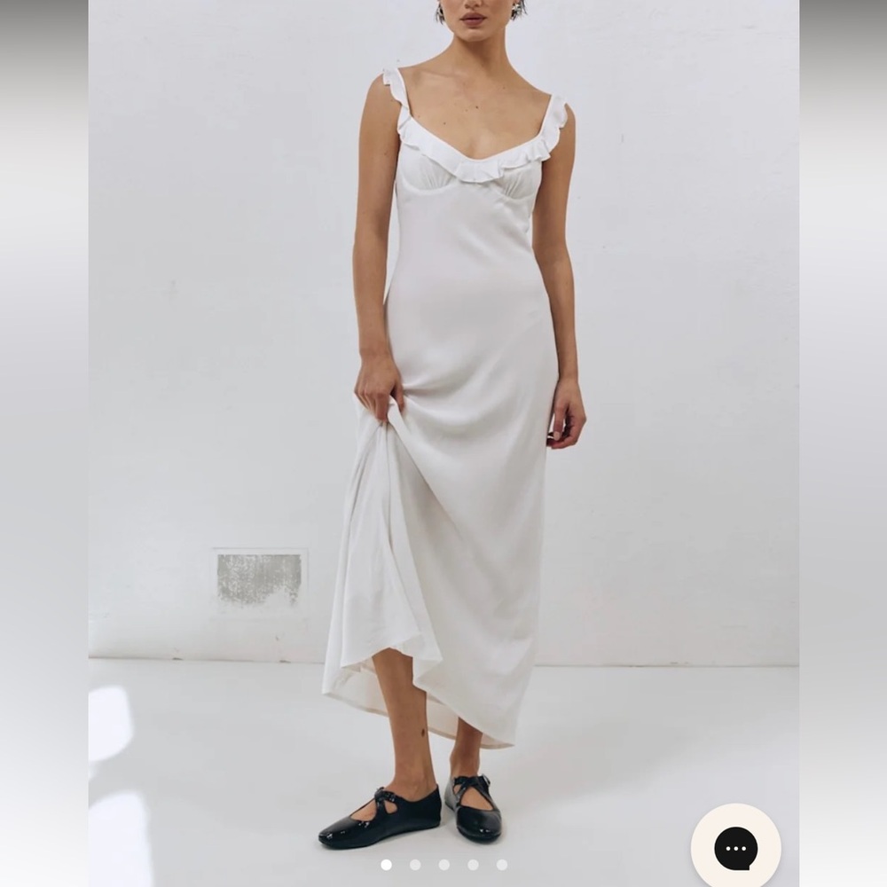 VRG GRL ROSALIA BIAS CUT MIDI DRESS WHITE Size AU 10/Medium